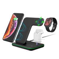 3 in 1 Wireless Charging Stand Qi Cableless Charging Dock Triple Station for phone watch earphone