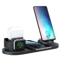 2020 newest 6 in 1 QI wireless charger 10W for watch for phone and TWS earphone