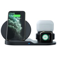 3in1 qi fast 10W smartphone watch earphone desk wireless charger